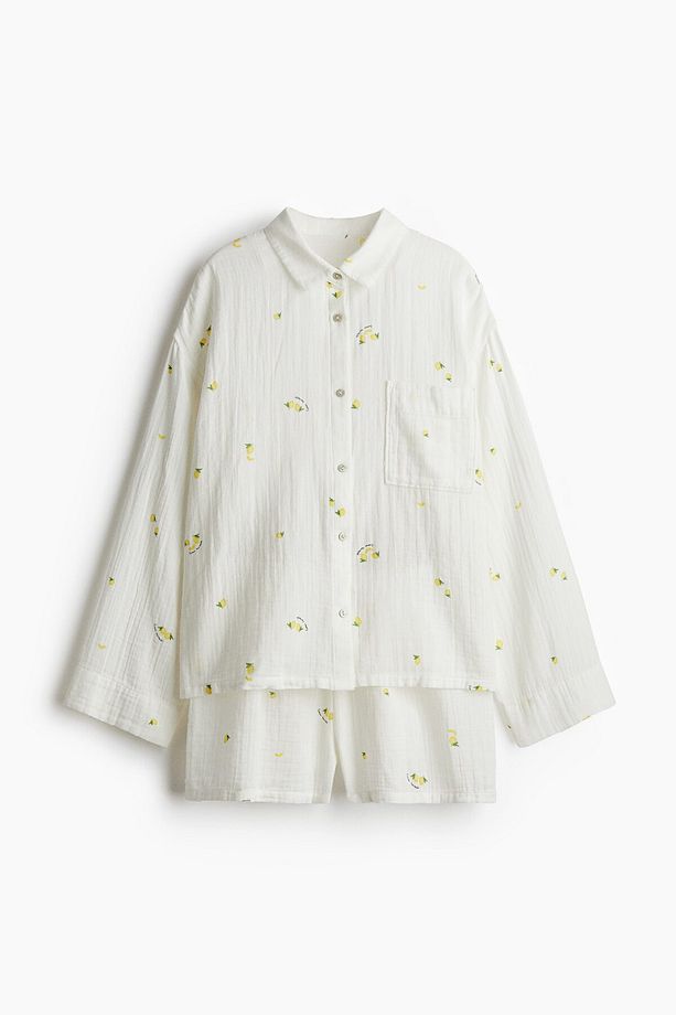 Gömlek ve Şortlu Pijama Takımı - 4