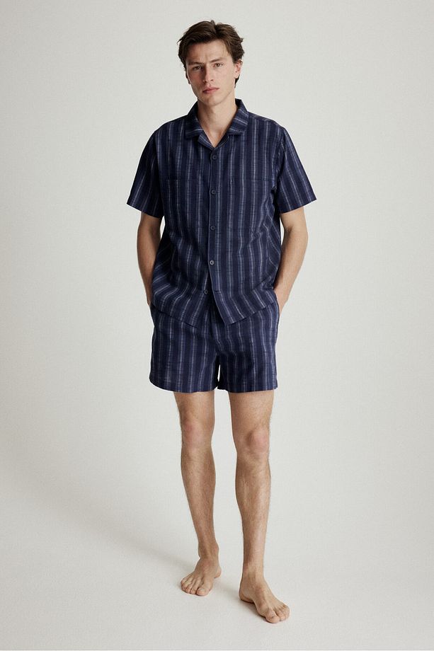 Gömlek ve Şortlu Pamuklu Pijama Takımı - 2