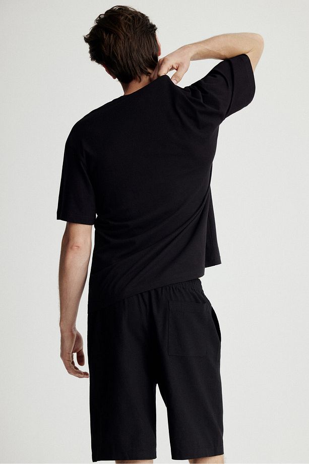 Tişört ve Şortlu Keten Karışımlı Pijama Takımı - 3