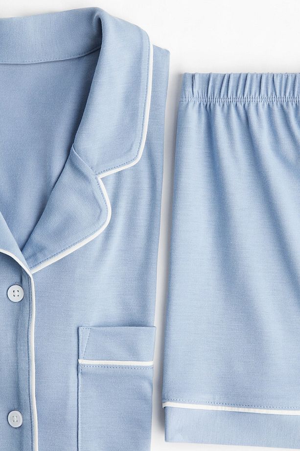 Gömlek ve Şortlu Pijama Takımı - 5
