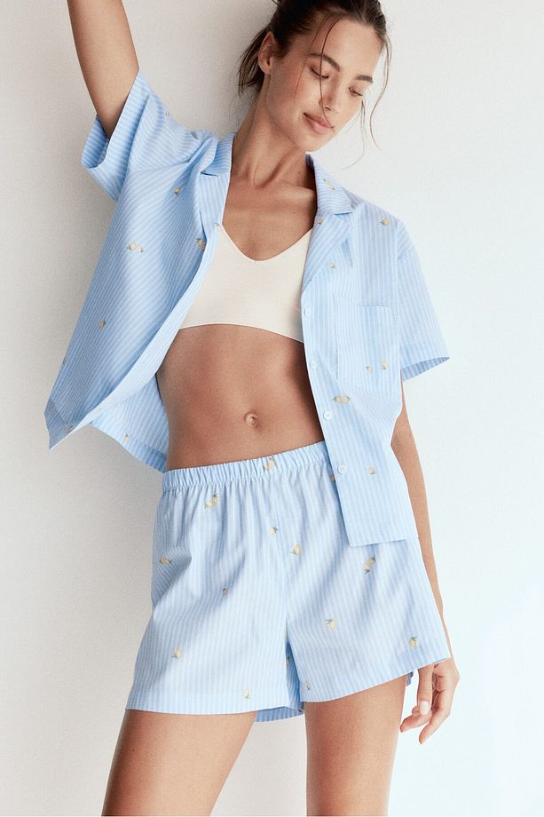 Gömlek ve Şortlu Pijama Takımı - 3