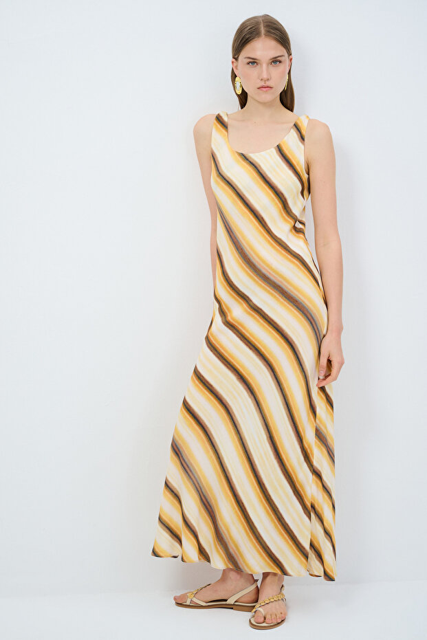 Askılı Uzun Elbise - 5