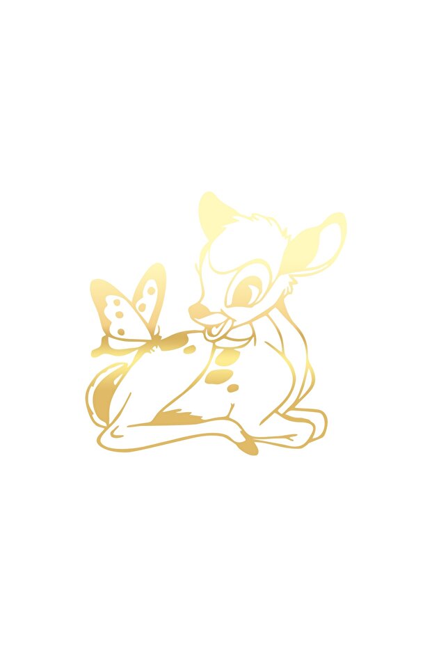 Gazelle and Butterfly Car Sticker 17X17 cm Gold