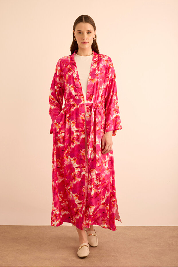 Desenli Viscon Kimono - 4