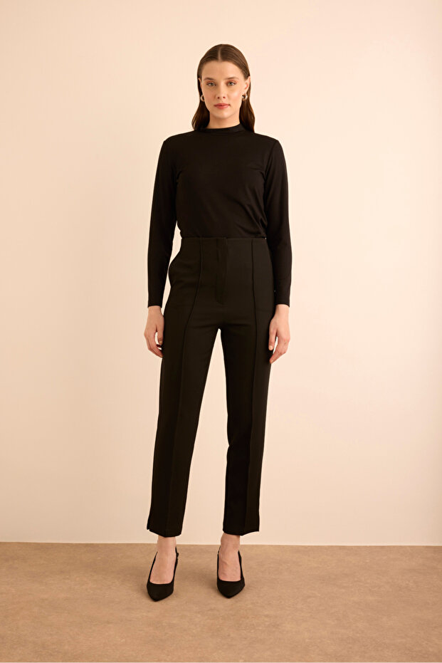 Crepe Trousers with Elastic Waist Detail
