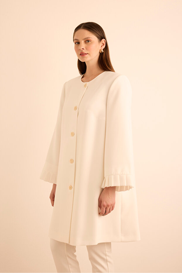 قبعة بتفاصيل مطوية على الأكمام - 5