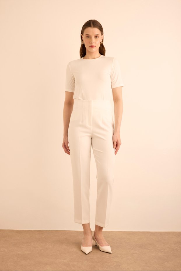 Crepe Trousers with Elastic Waist Detail