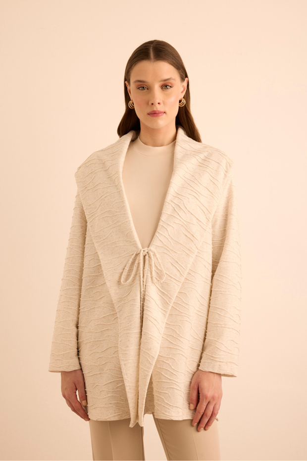 Özel Dokulu Örme Hırka - 5