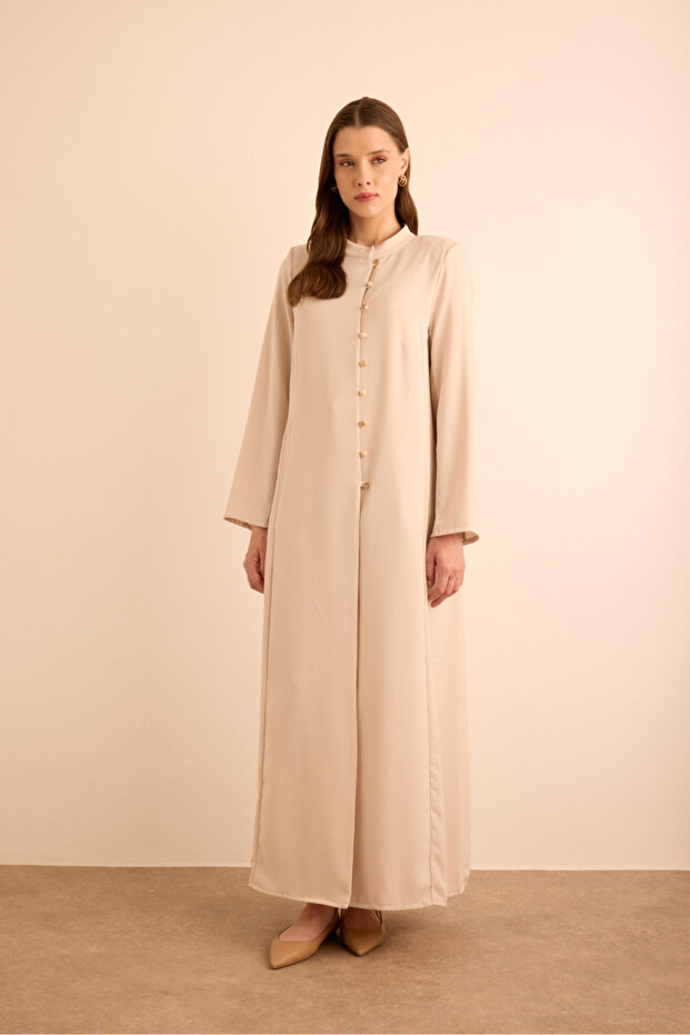 Brit Düğme Detaylı Ferace - 6