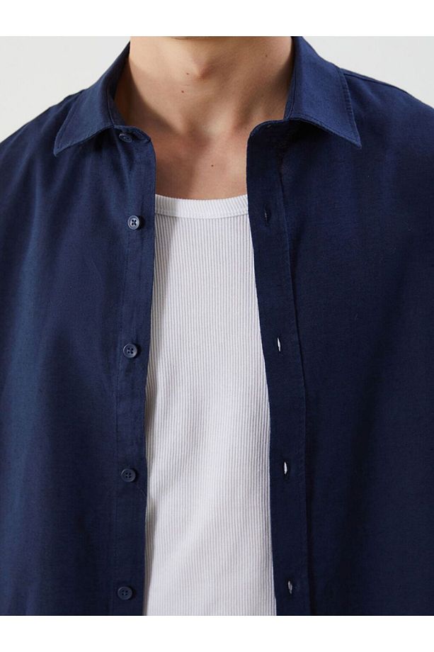 XSIDE Regular Fit Uzun Kollu Keten Karışımlı Erkek Gömlek - 6