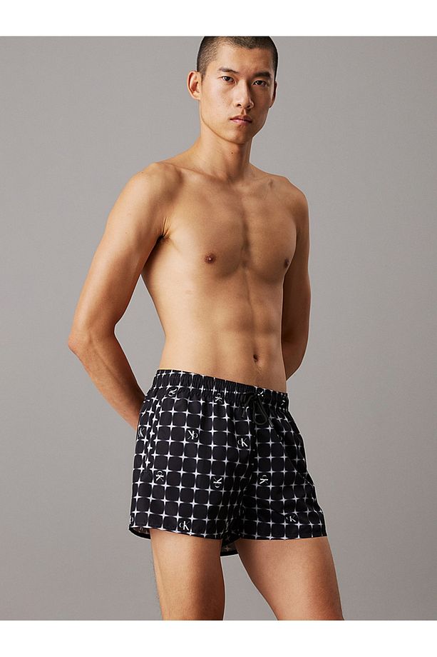 Short Drawstring Swim Shorts - CK Monogram - 1
