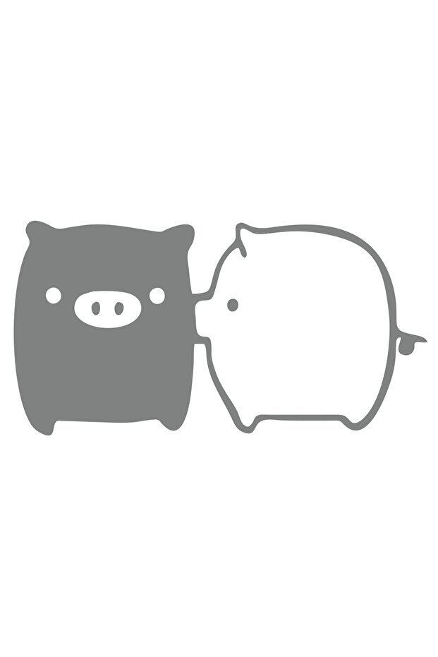 Cute Pigs Car Sticker 17X17 cm Gray