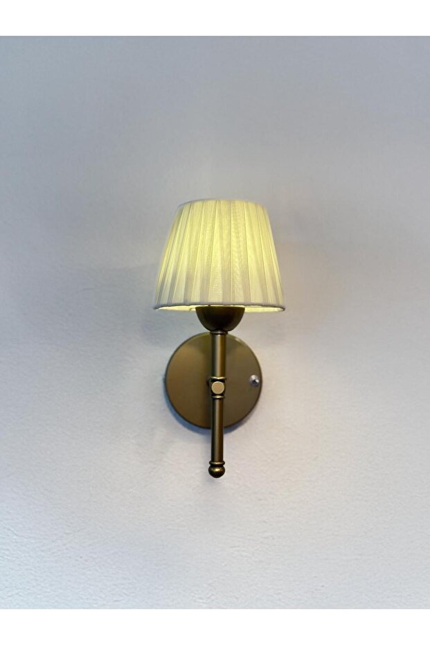 Osmanlı İpeği Kablosuz Pilli Duvar Aydınlatması Aplik - Alt Eskitme Gold - 5