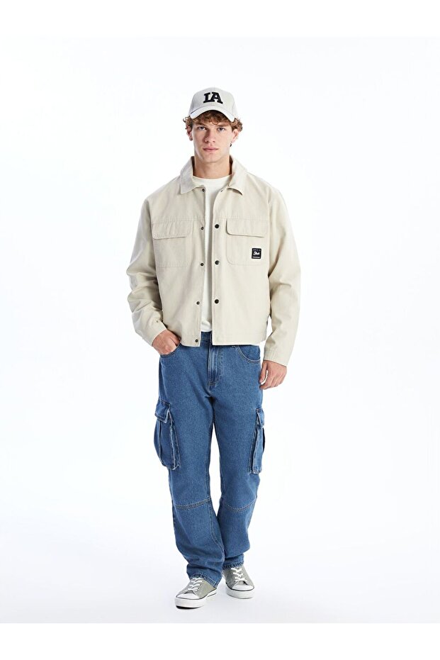 Xside Beige Shirt Collar Men's Jacket