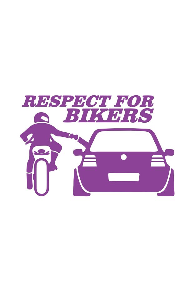 Respect for Bikers Car Sticker 17X17 cm Purple