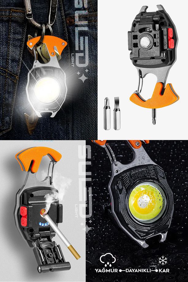 KAMP Plus Multi Fonksiyonel Fener Çok Amaçlı Şarjlı Led Işık - Acil Durum Kit - 7