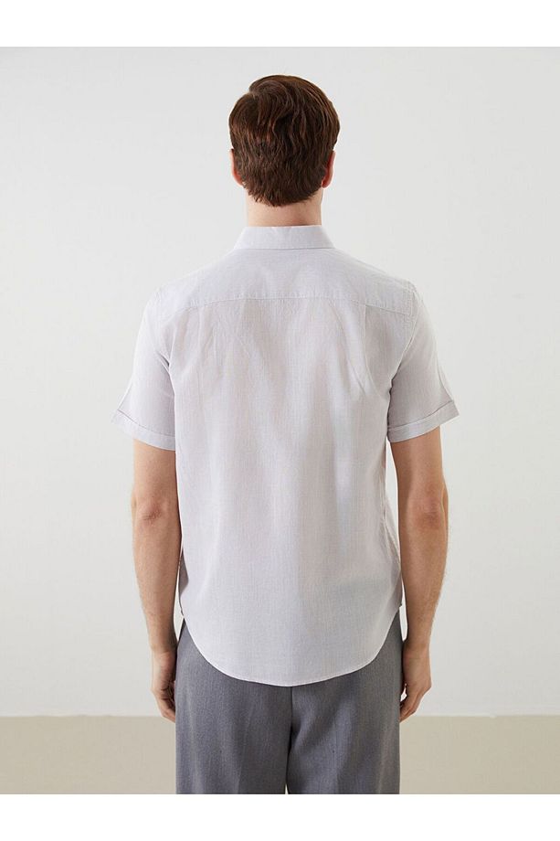 LCWAIKIKI Classic Regular Fit Keten Karışımlı Erkek Gömlek - 4