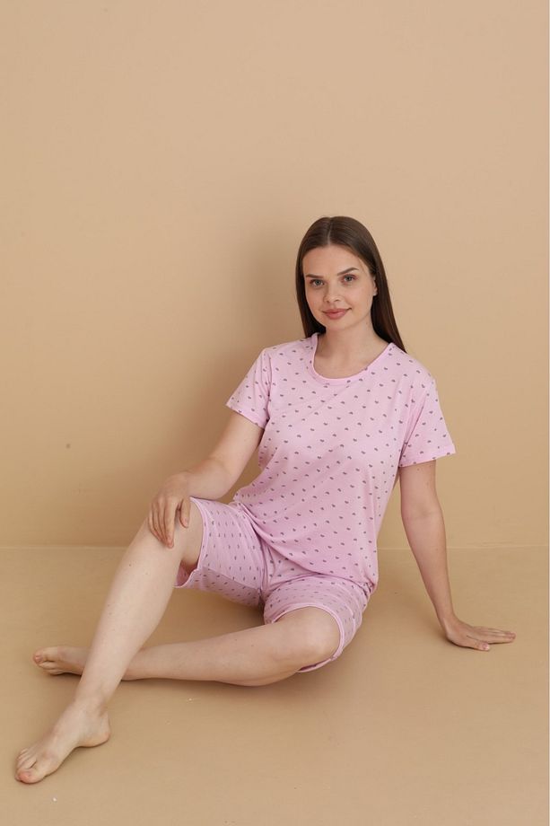 Pembe kalpli viskon kapri pijama takımı - 2