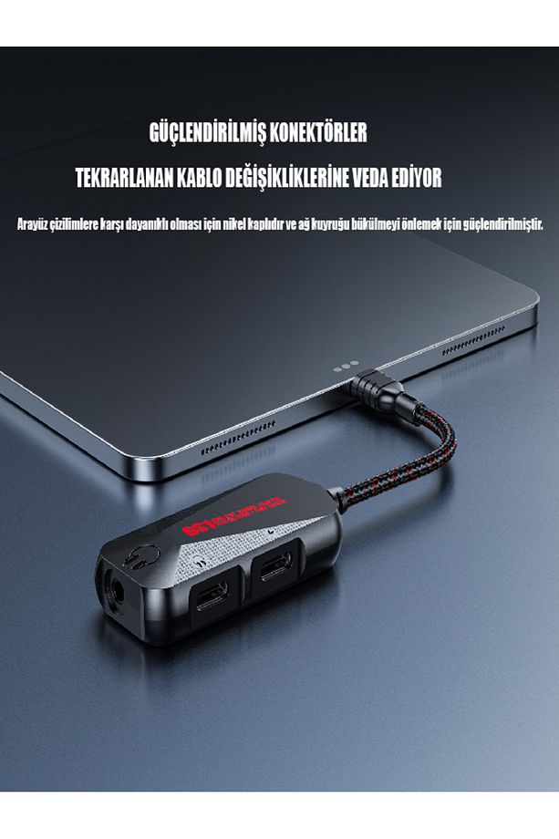 GS1 3 İn 1 Usb-c Type-c Oyun Ses 60W Hızlı Şarj Adaptörü Oyun ve Ses 60w Hızlı Şarj Adaptörü - 3