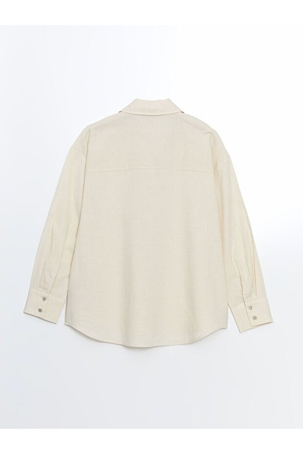LCW Vision Oversize Keten Karışımlı Kadın Gömlek - 6