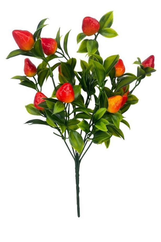 3lü Set Yapay Çilek Demeti Yapay Çiçek 30*20cm Yeşil Yapraklı - 2
