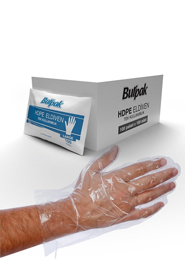 Burpak Transparent Gloves Hdpe L 100 Pieces X 100 Packs - Box