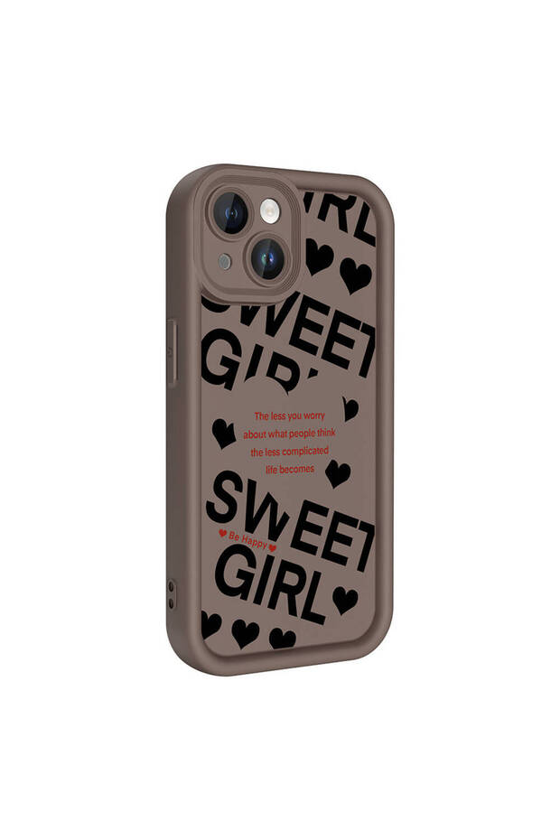 iPhone 13 Case Printed Back Surface Classy Cover with Camera Protection - Black