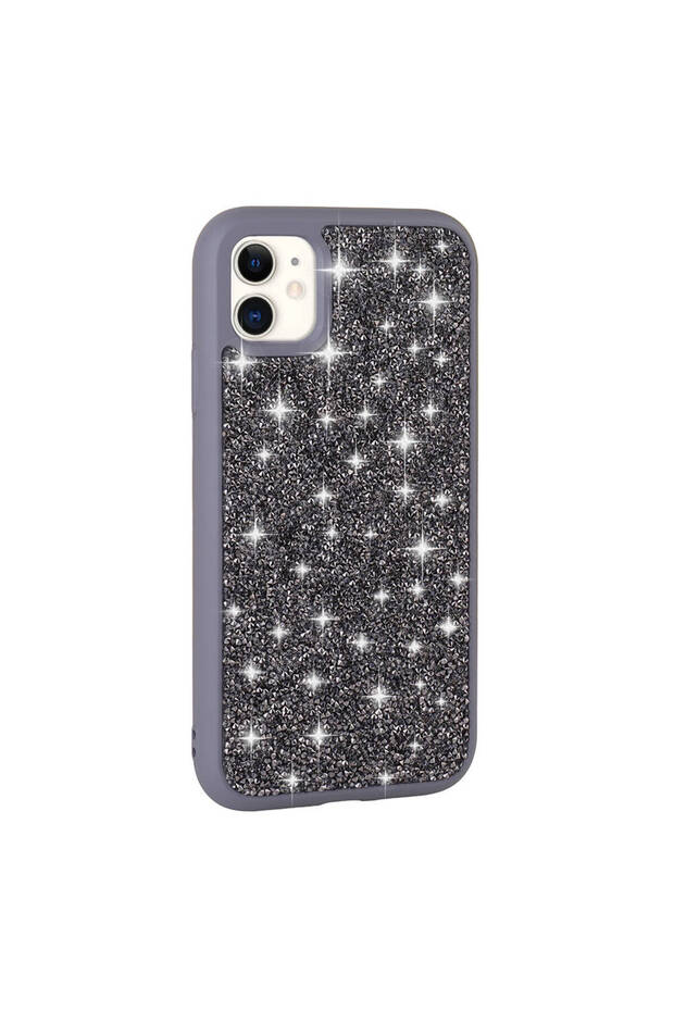 iPhone 11 Compatible Shiny Stone Design Diamond Btbm Case-Grey