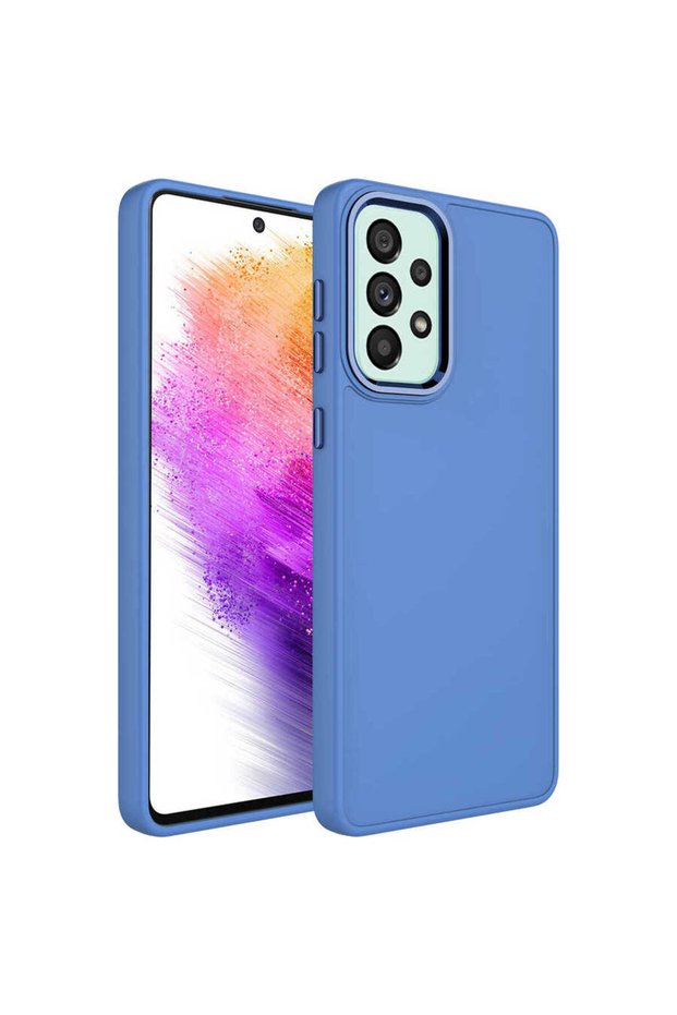 Galaxy A52 Case Silicone Klfs Luna Cover with Metal Frame and Push Button Design - Lavendery Gray
