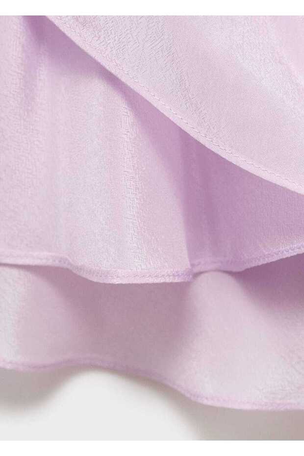 Saten apreli drape elbise - 5