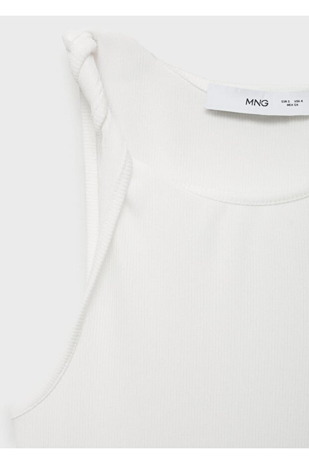 Ribana detaylı asimetrik askılı bluz - 6