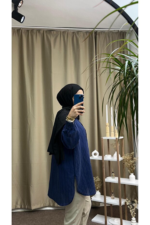 OVERSIZE ÇİZGİLİ GÖMLEK - 3