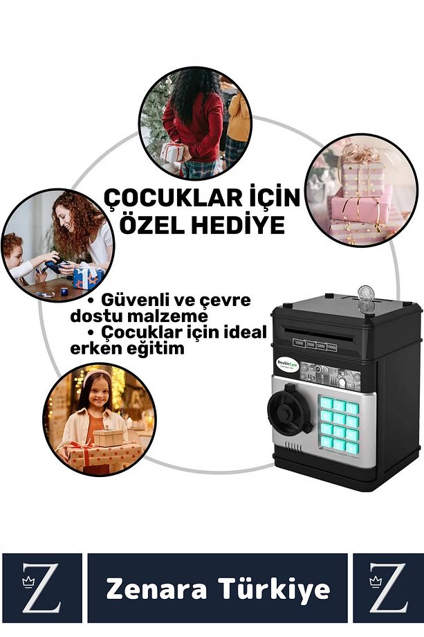 Yüksek Kaliteli Dekoratif Değiştirilebilir Şifreli Sesli Işıklı Uyarı Kağıt Madeni Para ATM KUMBARA - 3