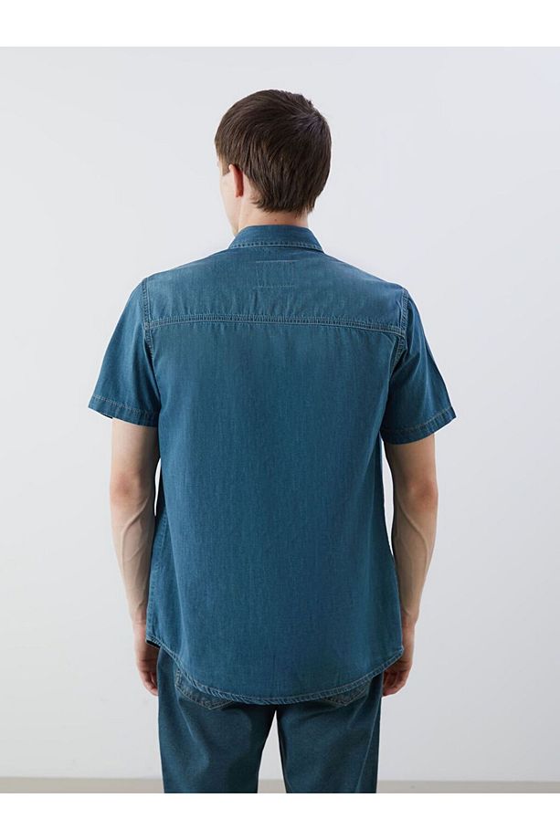 LCW Jeans Regular Fit Kısa Kollu Erkek Jean Gömlek - 4