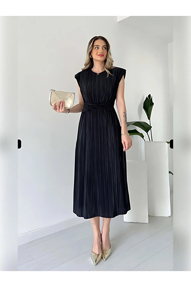 Bel Detaylı Piliseli DANIEL Elbise - 1