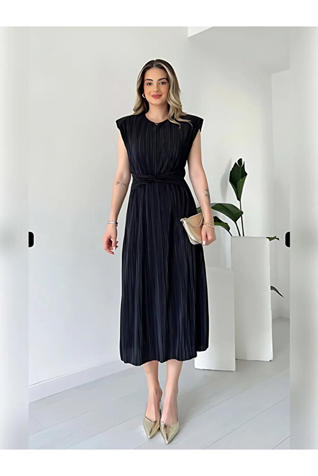 Bel Detaylı Piliseli DANIEL Elbise - 4