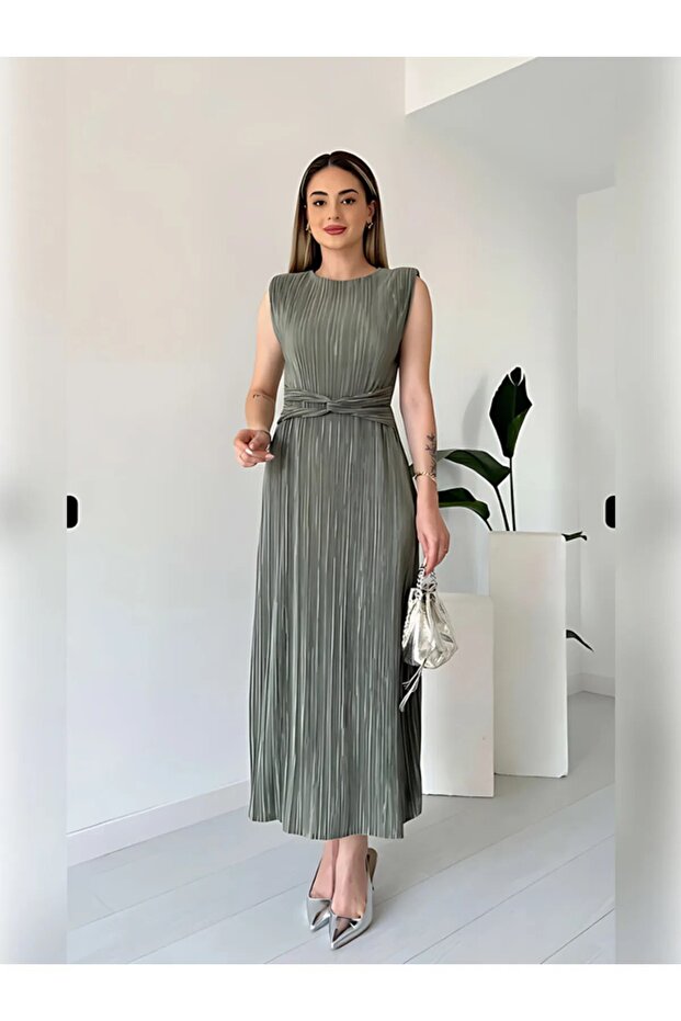 Bel Detaylı Piliseli DANIEL Elbise - 3