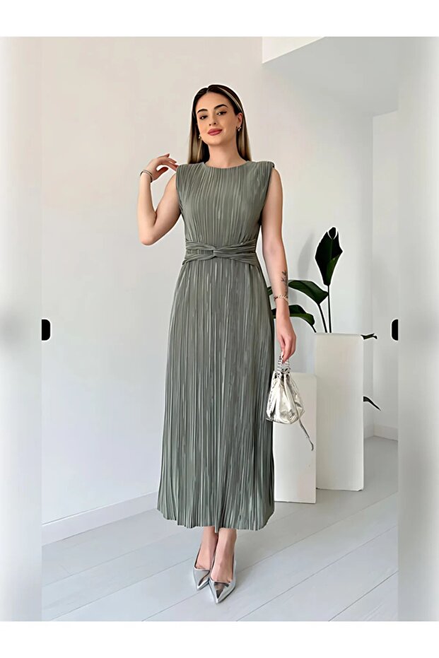 Bel Detaylı Piliseli DANIEL Elbise - 1