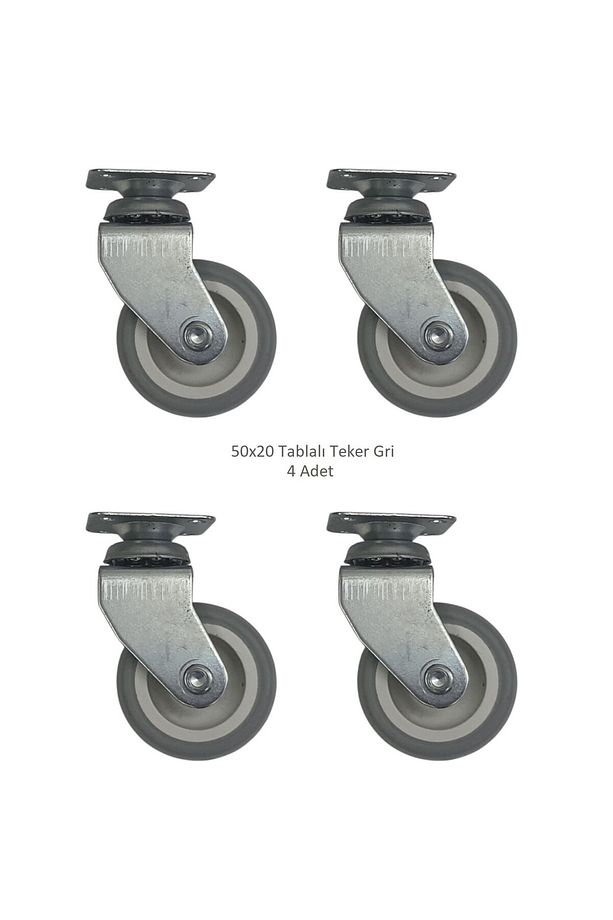 Ofis Koltuk Dolap Etajer 360 Derece Döner 50 X 20 Tablalı Teker Gri 50 mm (4 Adet) - 1