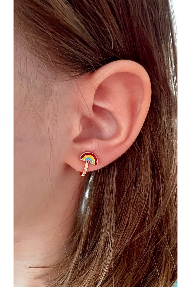 Mini Rainbow Design Compression Earrings for Kids