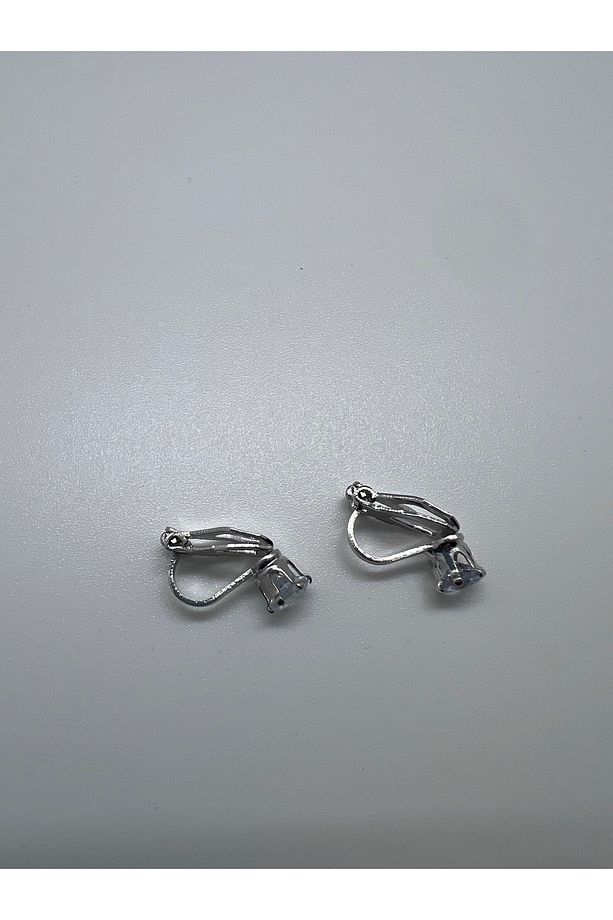 Zirkon Tek Taşlı Sıkıştırmalı Çocuk Genç Küpesi - 3