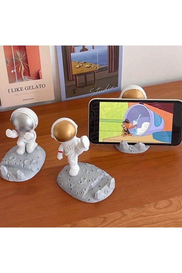 In Car Mini Astronaut Stand Auto Phone Holder for Bureau Home Office Trolley