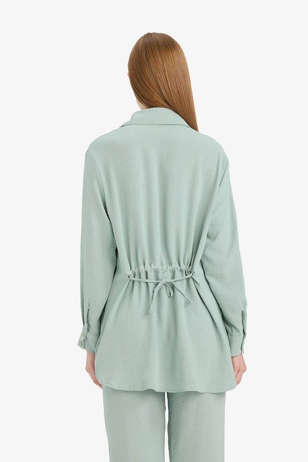 Relax Fit Basic Düz Uzun Kollu Gömlek Tunik D2991AX25SM - 5