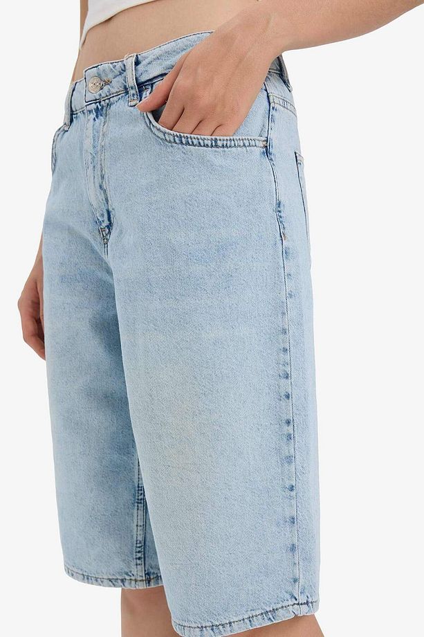 Yüksek Bel Jean Bermuda Şort E4033AX25SM - 7