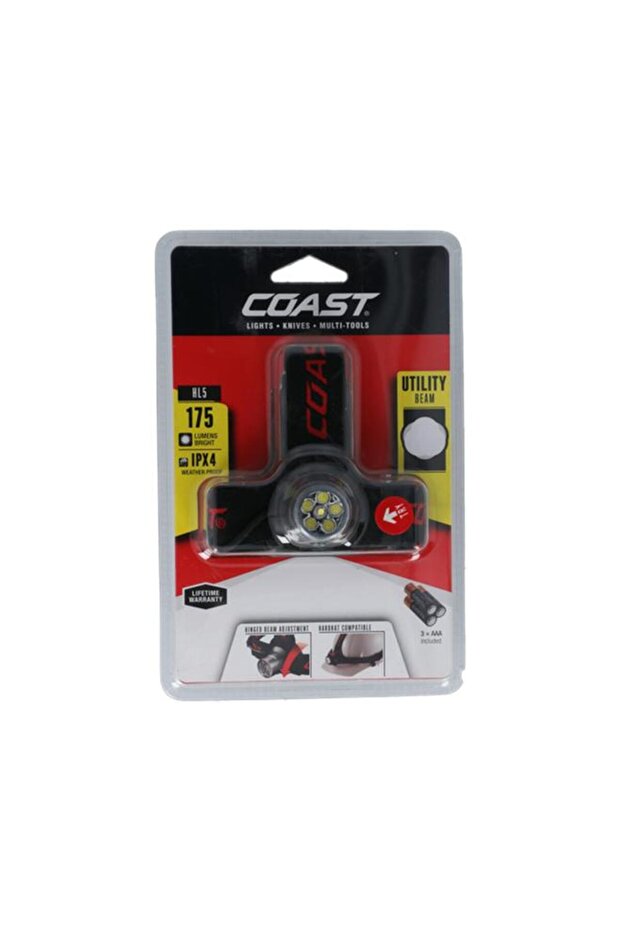 مصباح أمامي LED Coast HL5 بقوة 175 لومن مع خوذة صلبة باللونين الأسود والأحمر TT7041CP