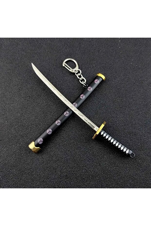 K769-pink-black Mini Roronoa Zoro Samurai Sword Keychain Anime Plastics Scabbard Key Chain Ring Buc