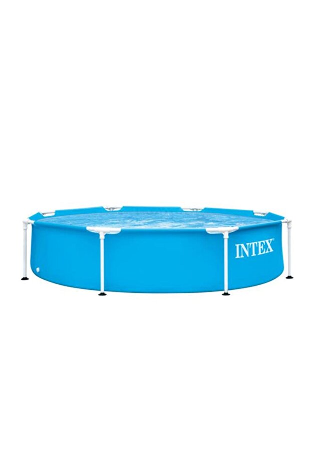 مجموعة حمام سباحة INTEX فوق الأرض بإطار معدني دائري الشكل باللون الأزرق 28205