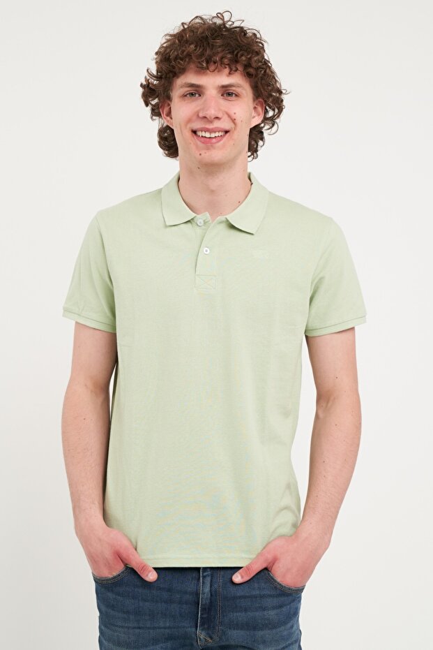 Men's solid color polo shirt - 1