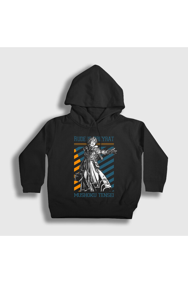 Unisex Kids Black Rudeus Greyrat Mushoku Tensei Hooded Sweatshirt 551188Tt