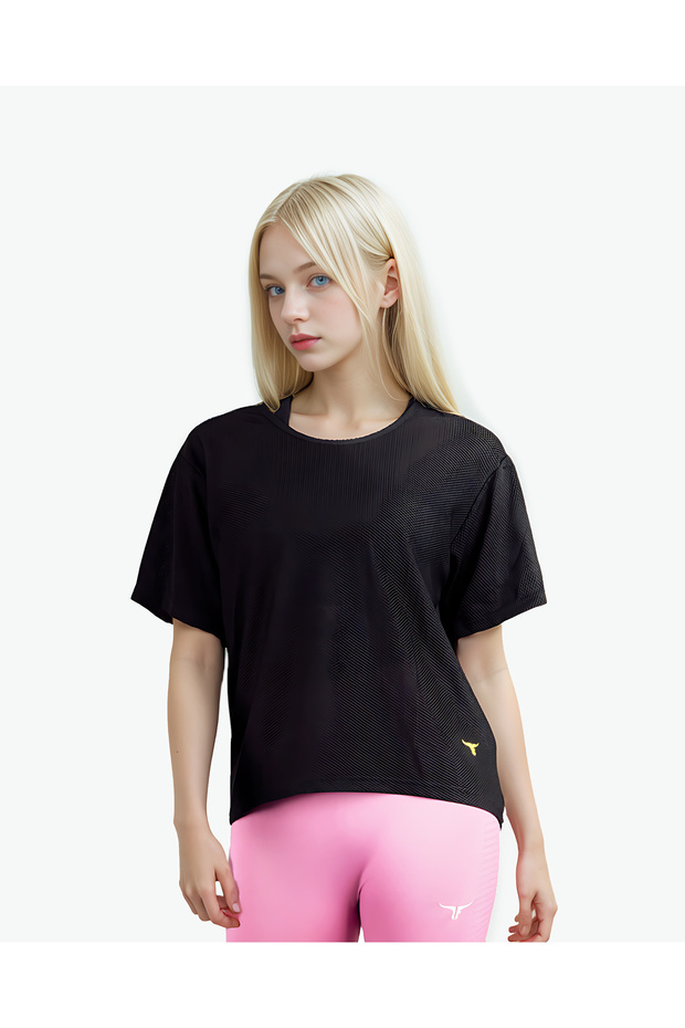 Loose Short Sleeve Mesh Crop Top